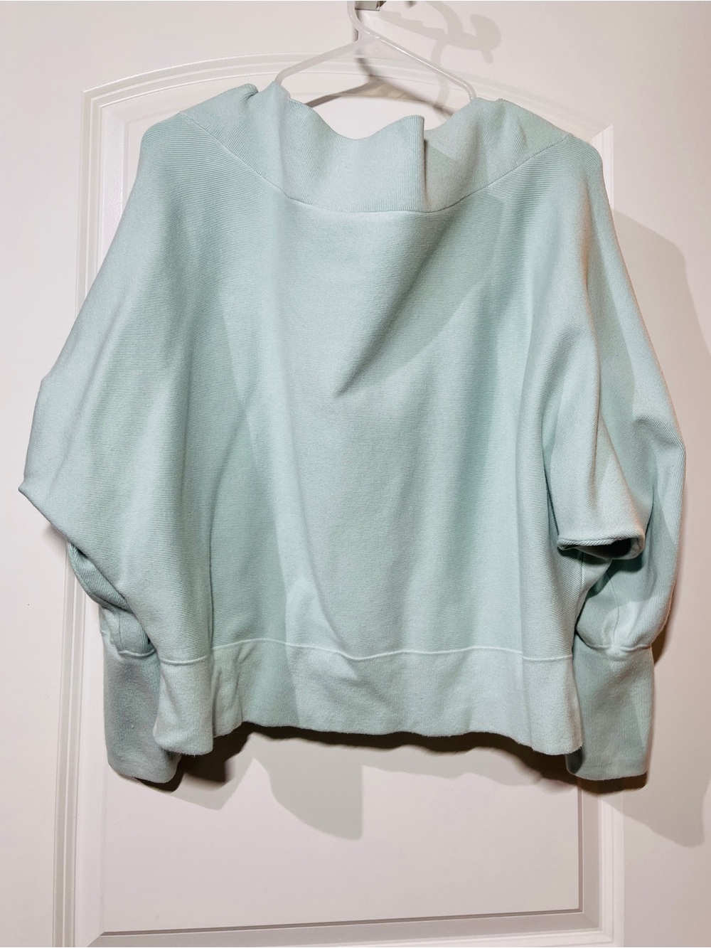 Free People Mint Green Cowl-Neck Zip-Cuff Sweatshirt - Picture 2 of 3
